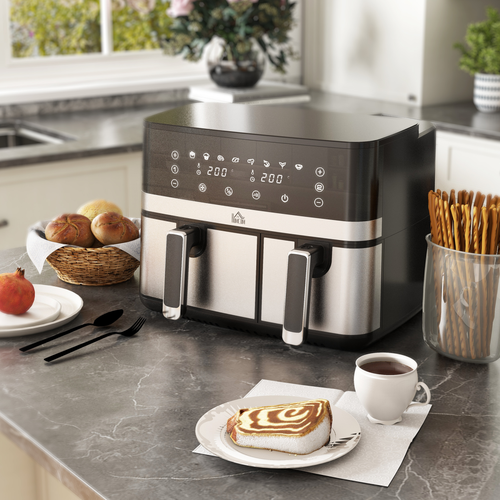 Multicooker on a kitchen counter with toast and coffee